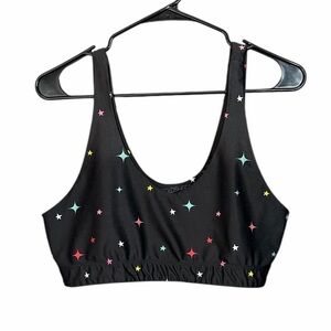 Goldsheep Black Star Print Sports Bra Women's XXL